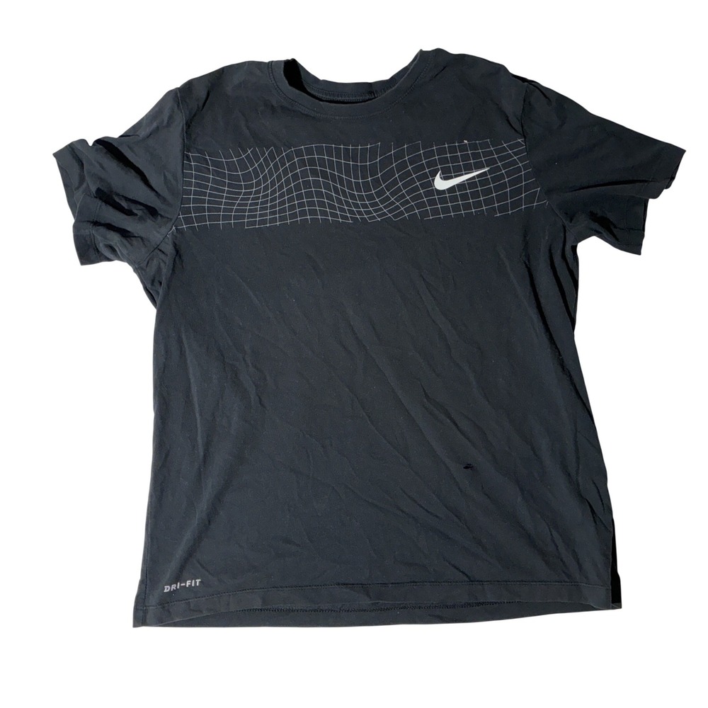 Nike Mens Dri-FIT Black Warped Grid Graphic T-Shirt Size Large AR6029-010